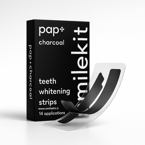 نوارهای سفید کننده دندان زغالی اسمایل کیت مدل دابل الاستیک ذغال فعال